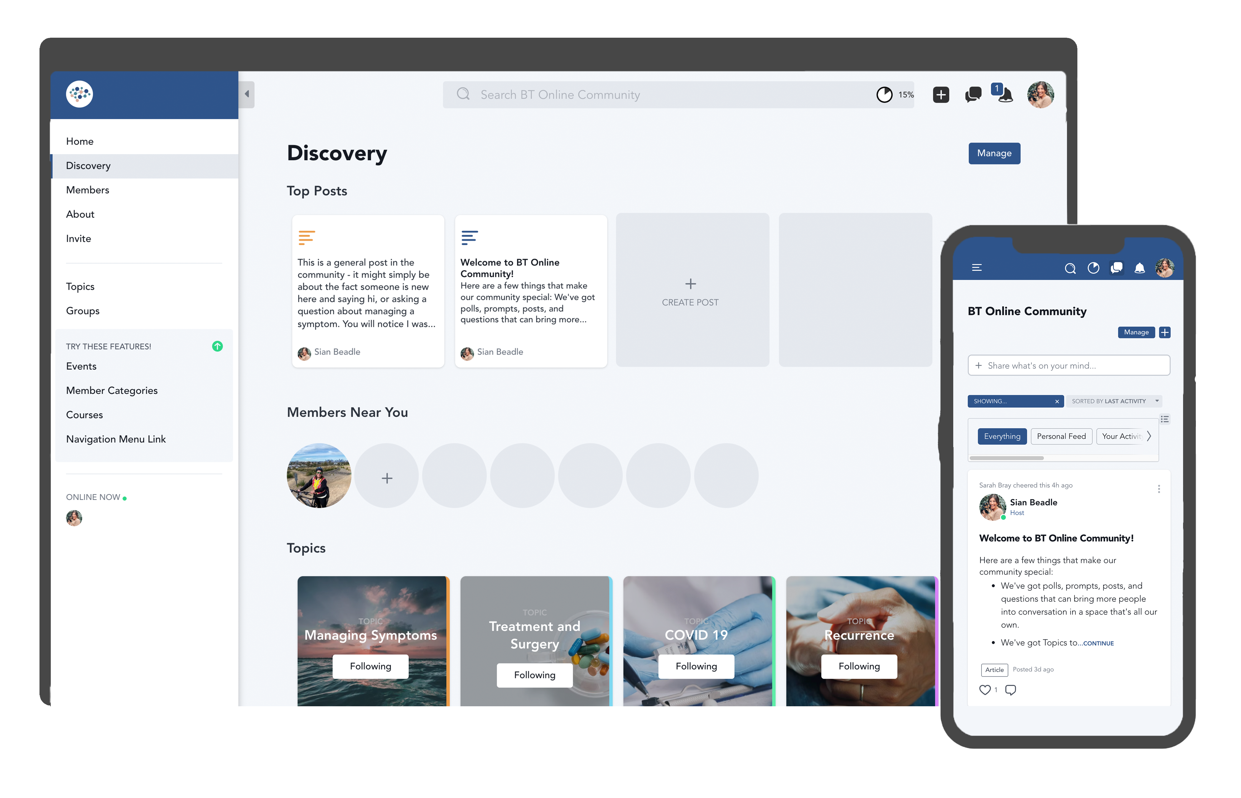 Screenshots of Community portal site